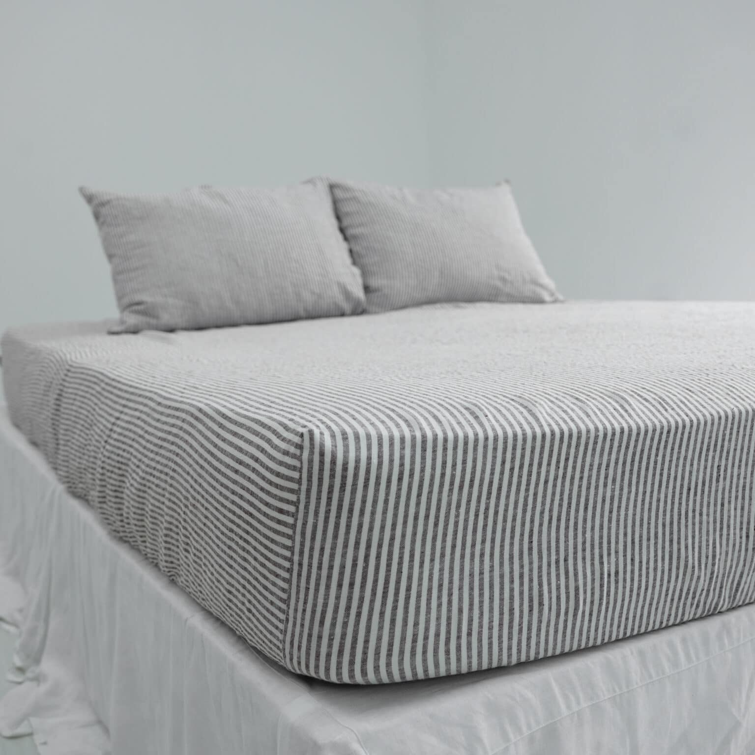 Ga Giường Linen Pháp Nhuộm Sợi Kẻ Sọc Nâu F51