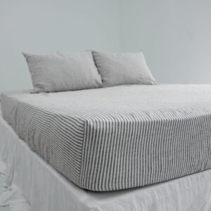 Ga Giường Linen Pháp Nhuộm Sợi Kẻ Sọc Nâu F51