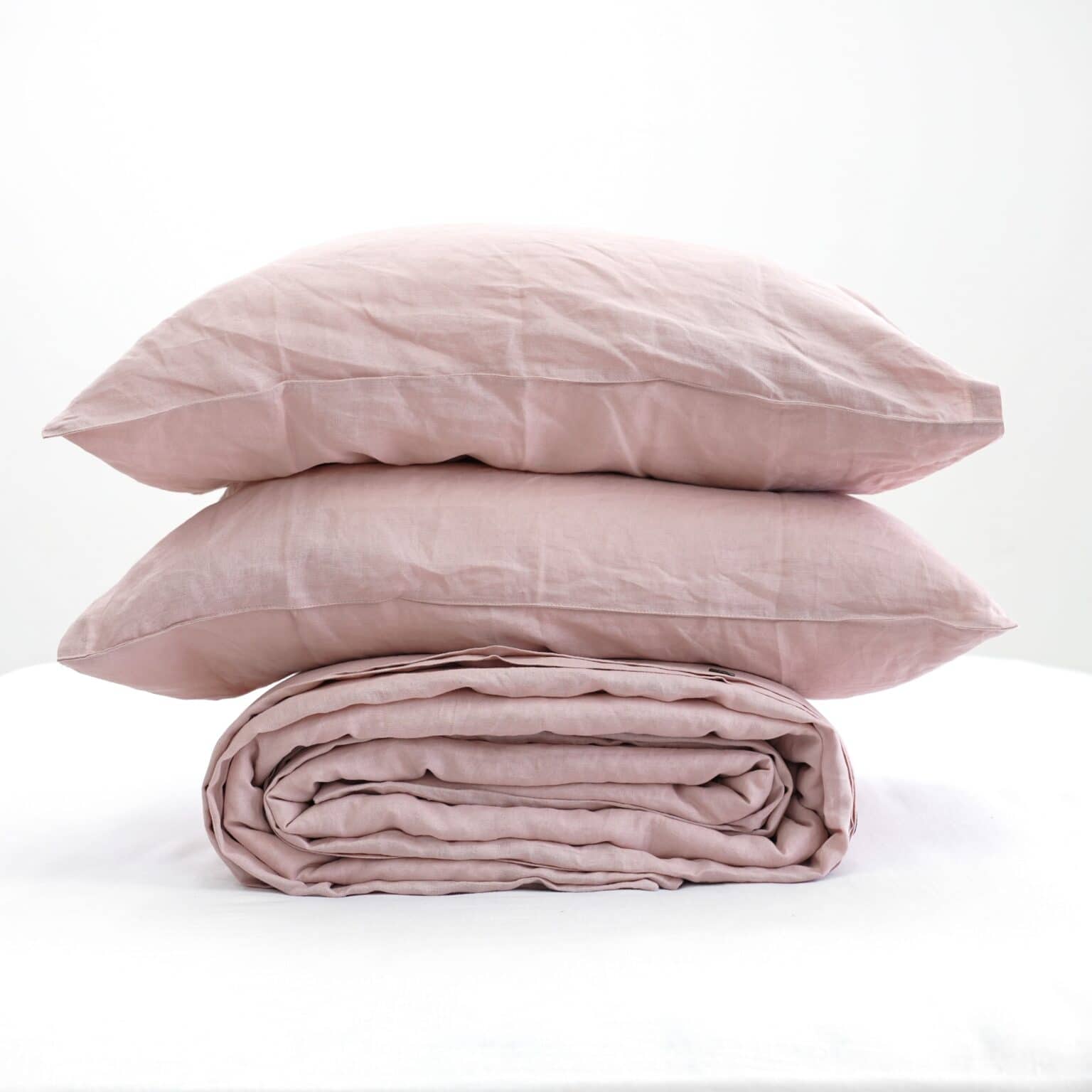 Bộ Vỏ Chăn Gối Linen Pháp Nhuộm Miếng Hồng San Hô F33