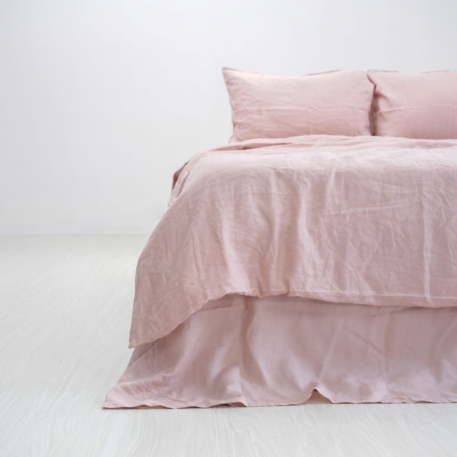 Bộ Chăn Ga Gối Linen Pháp Nhuộm Miếng Hồng San Hô F33