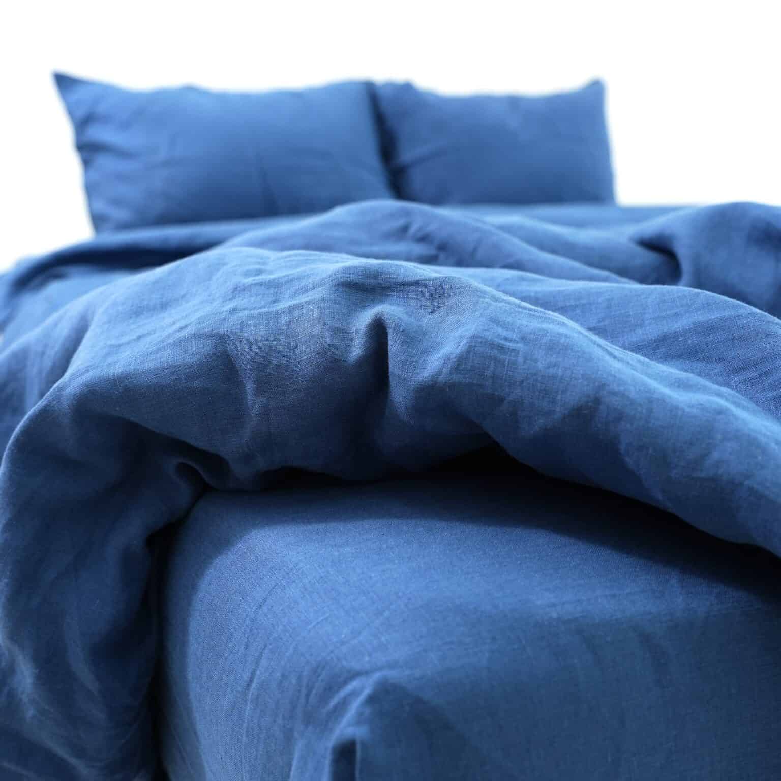 Ga Giường Linen Pháp Nhuộm Miếng Xanh Navy F12