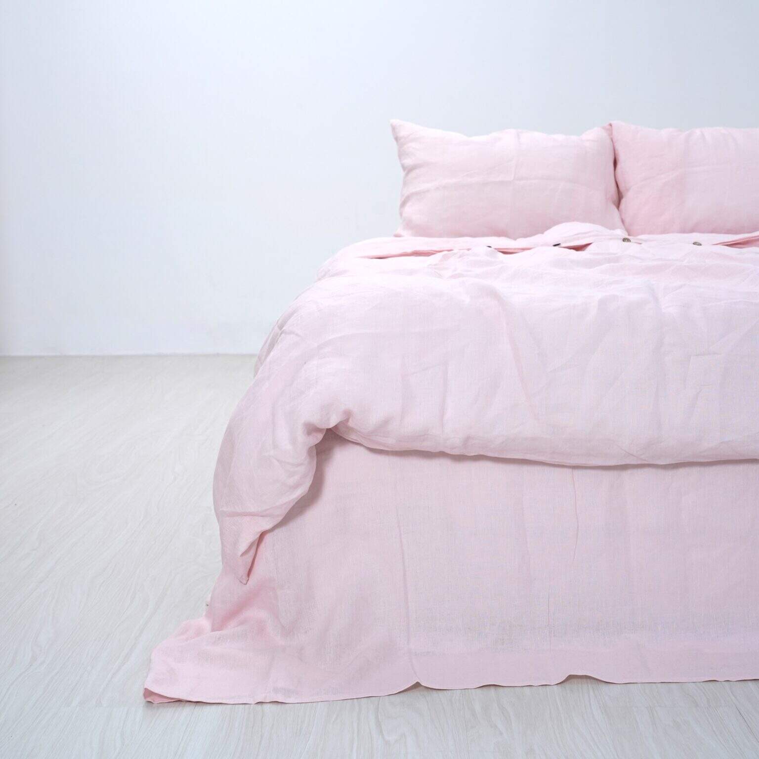 Set Ga Và Vỏ Gối Linen Pháp Nhuộm Miếng Hồng Nhạt F01