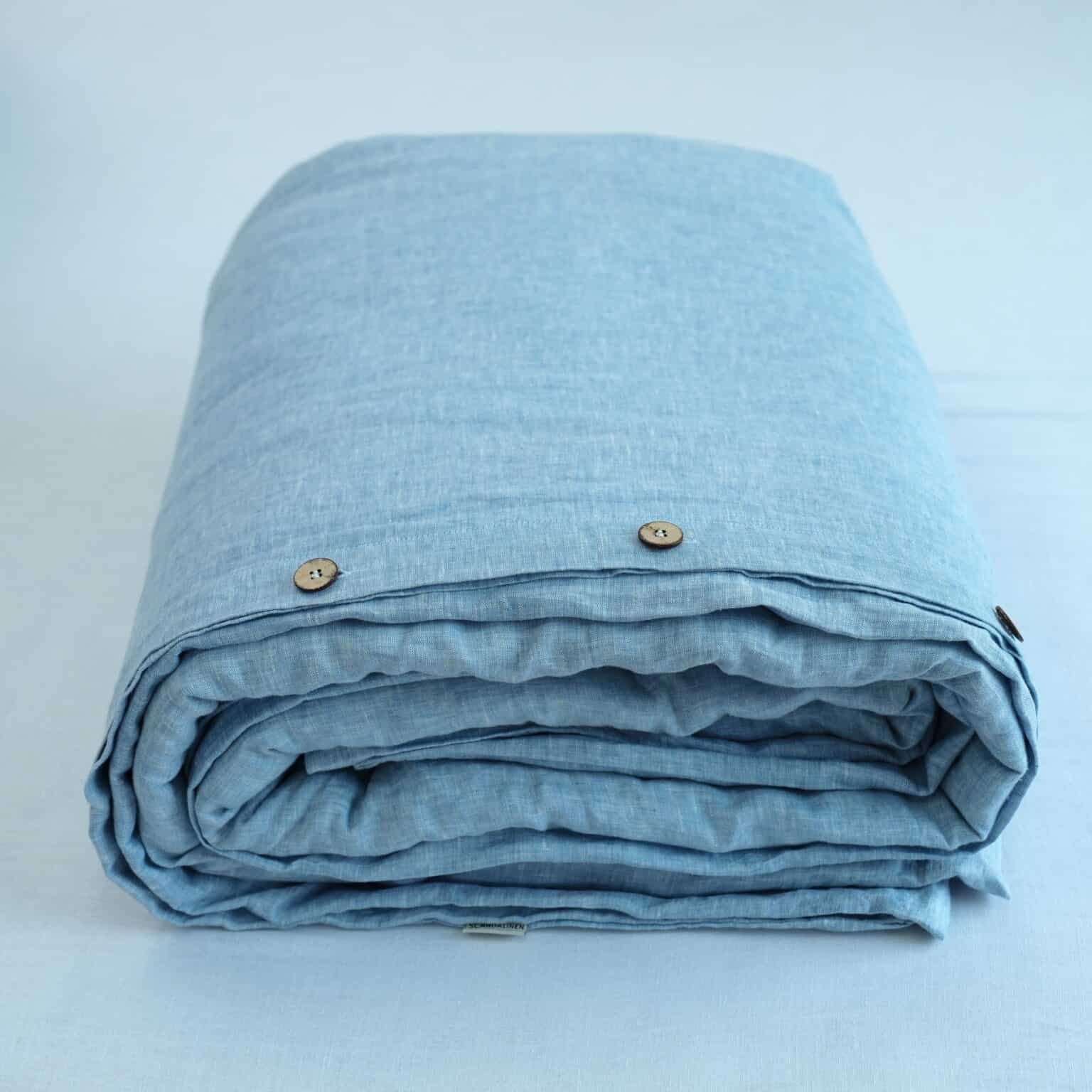 Vỏ Chăn Linen Pháp Nhuộm Miếng Xanh Nhạt F42