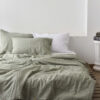 Ga Giường Linen Pháp Nhuộm Sợi Xanh Rêu F45