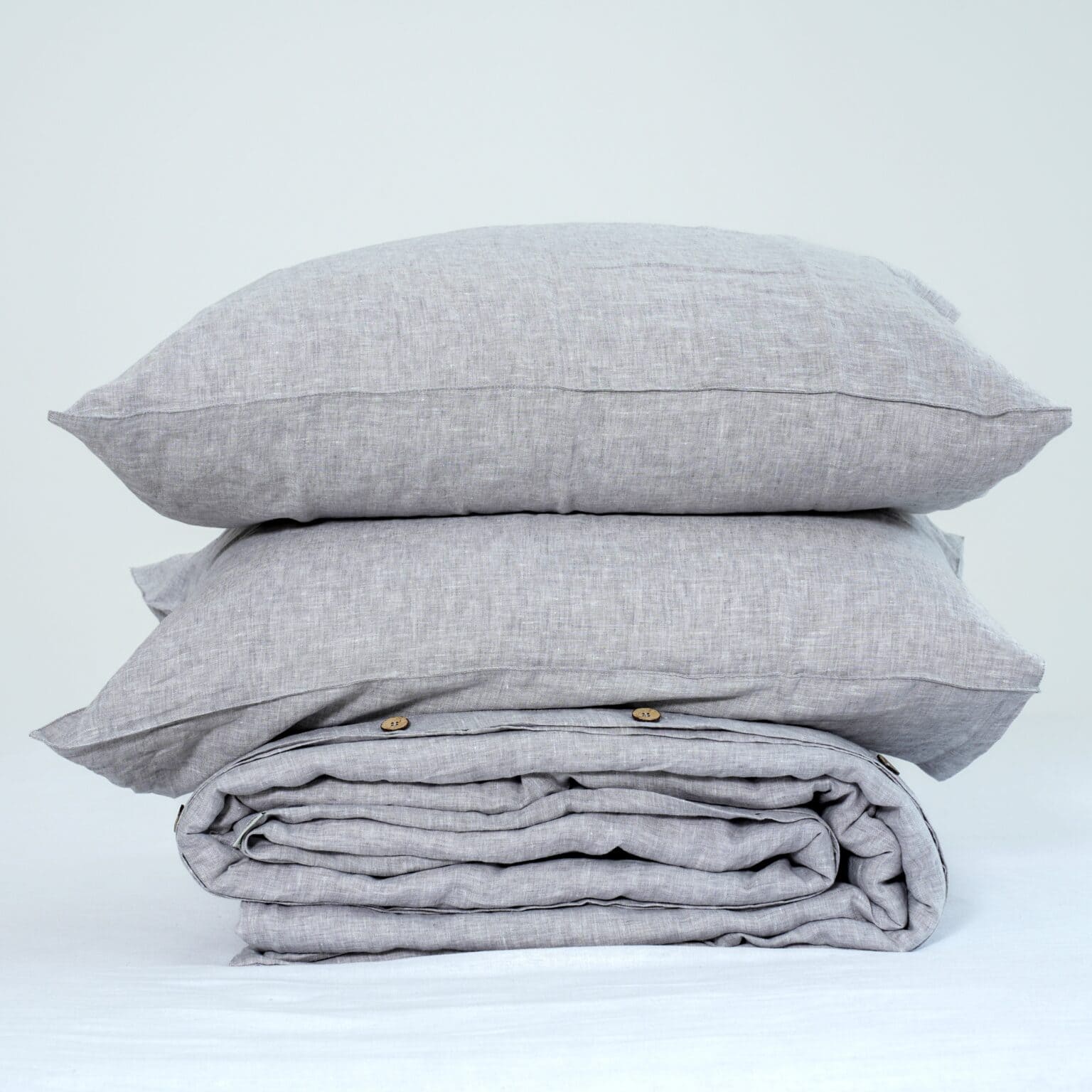 Bộ Vỏ Chăn Gối Linen Pháp Nhuộm Sợi Xám Nhạt F46