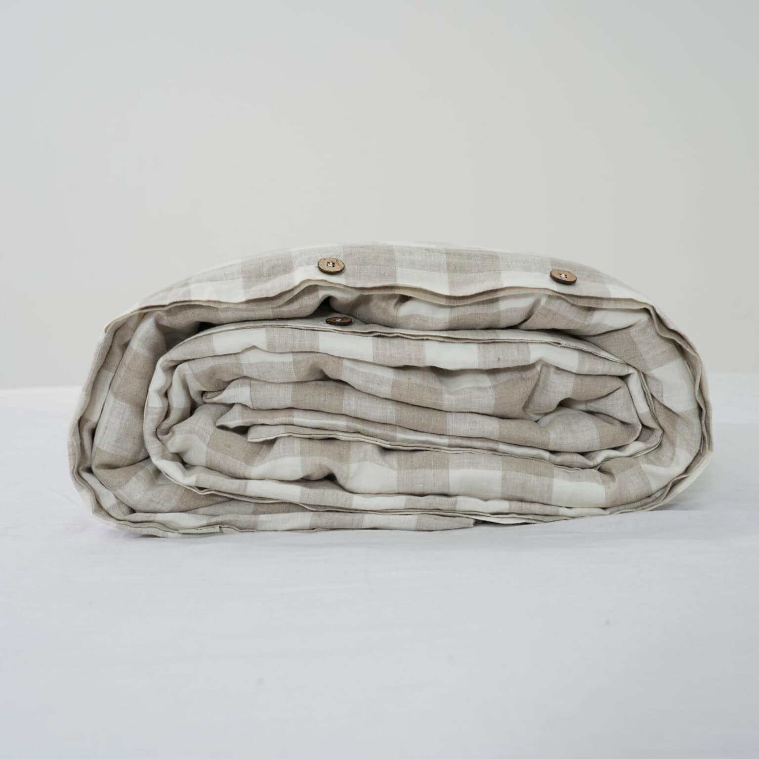 Vỏ Chăn Linen Pháp Nhuộm Sợi Kẻ Caro Beige F58