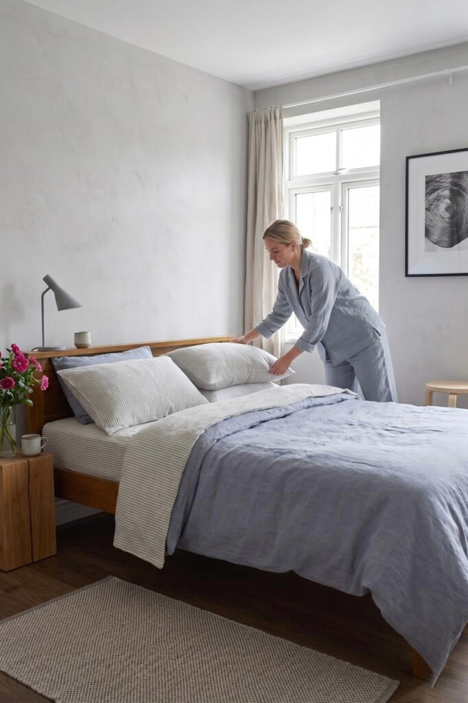 Chăn ga linen trắng và cách giữ trắng sáng